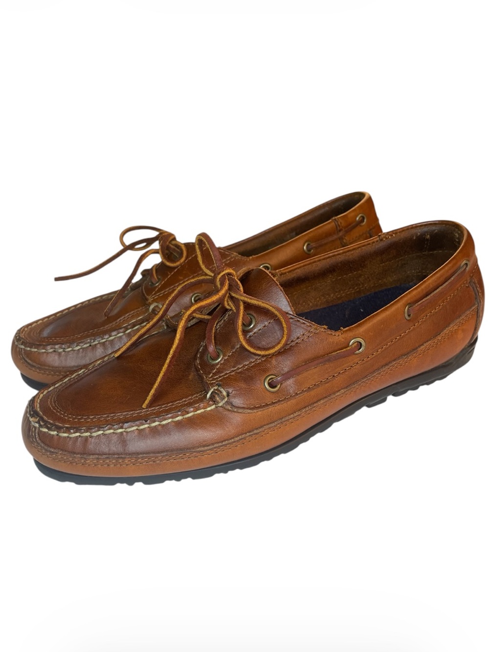 VTG 1990s Polo Sport by Ralph Lauren Brown Leather Deck Shoes Moccasin 9 D
